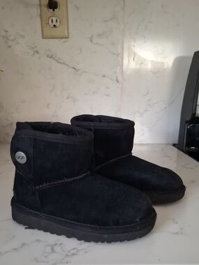 UGG Kids Classic Mini Black Suede Boot